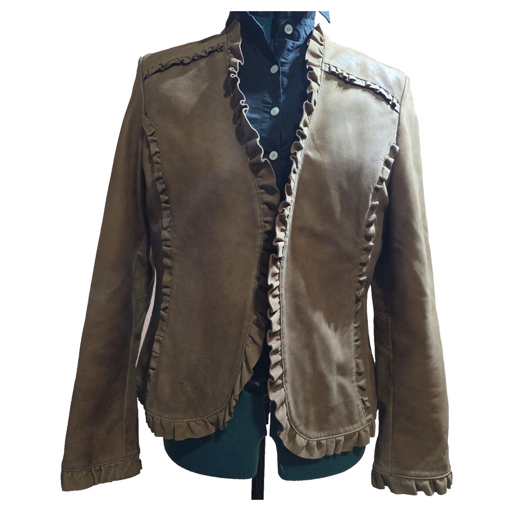 Monterra Western 100% Leather  Double Lined Womens  Large Jacket Open Style